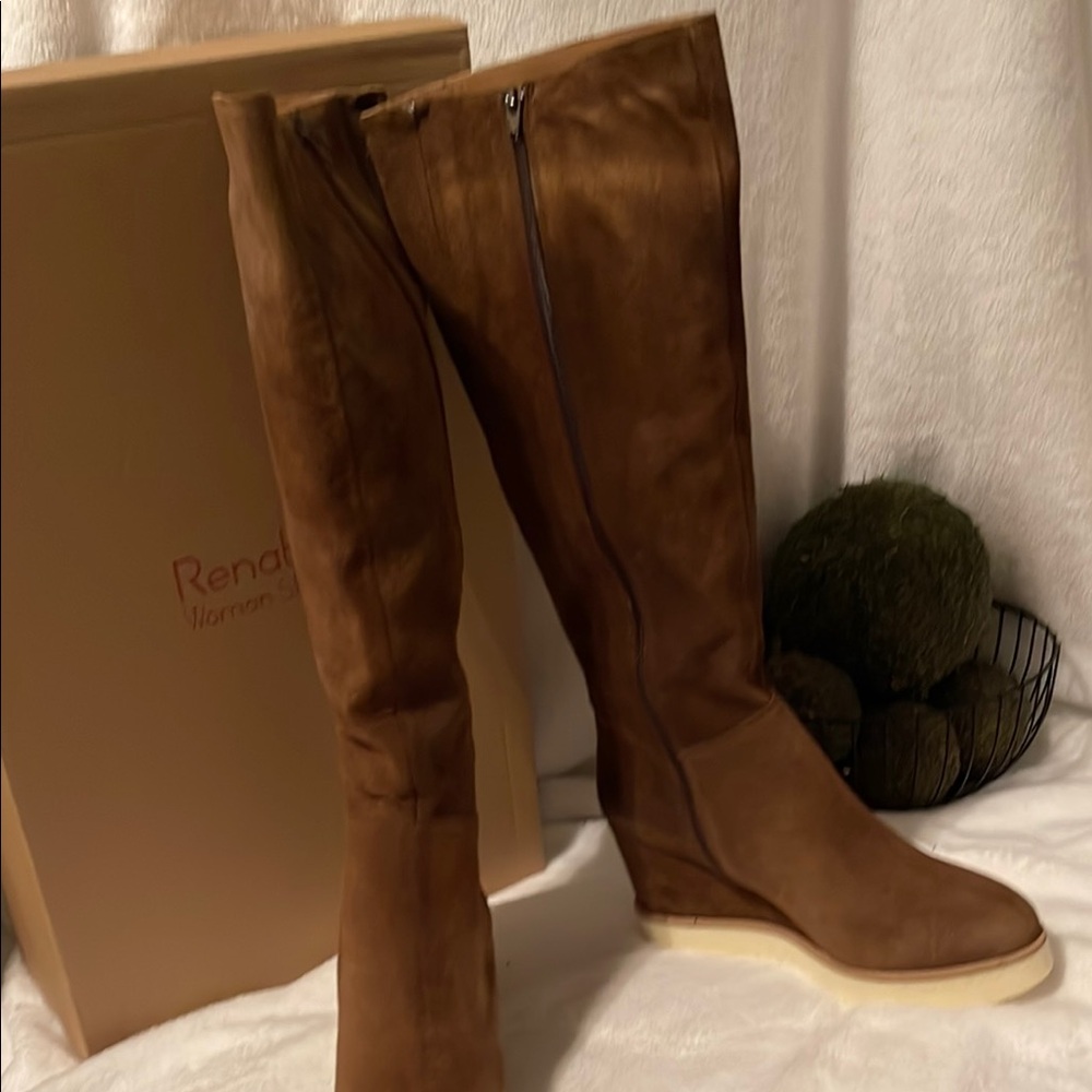 Renatta Brown Suede Wedge Boots - Picture 2 of 6